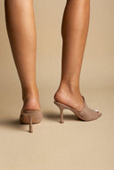 BOTEGGA 22 - Peep Toe Mules Slim Heel - Taupe Suede