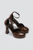 Peep Toe Pumps IRIS - Light Brown Patent - thefashionproject.gr - IRIS