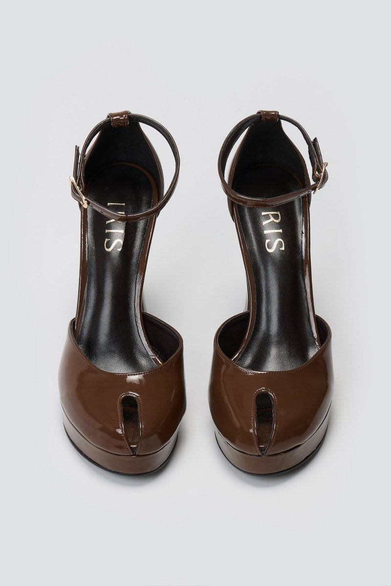 Peep Toe Pumps IRIS - Light Brown Patent - thefashionproject.gr - IRIS