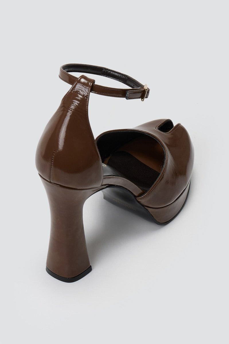 Peep Toe Pumps IRIS - Light Brown Patent - thefashionproject.gr - IRIS