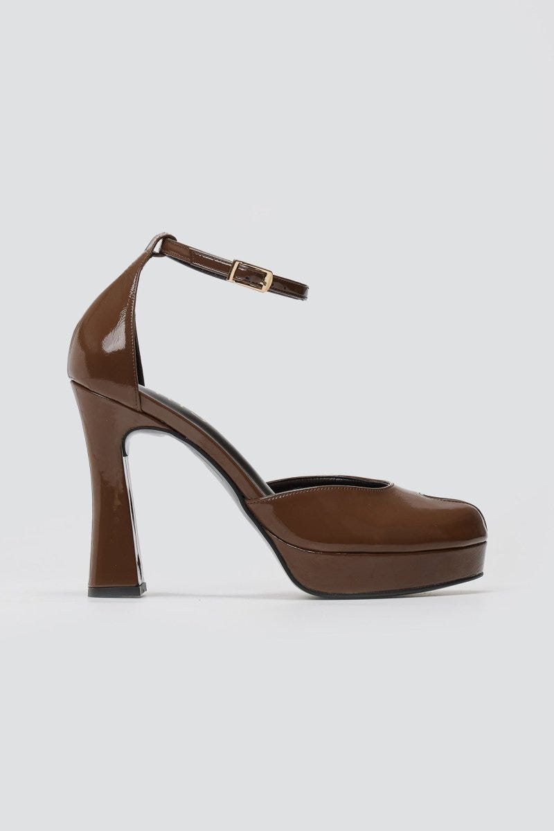 Peep Toe Pumps IRIS - Light Brown Patent - thefashionproject.gr - IRIS