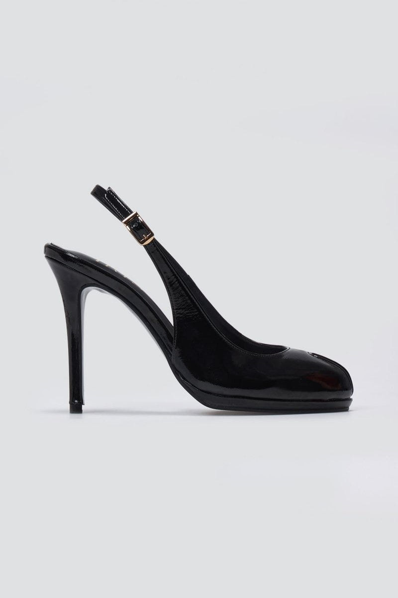 Peep Toe Slingback Heels IRIS - Black Patent - thefashionproject.gr - IRIS