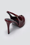 Peep Toe Slingback Heels IRIS - Bordeaux Patent - thefashionproject.gr - IRIS
