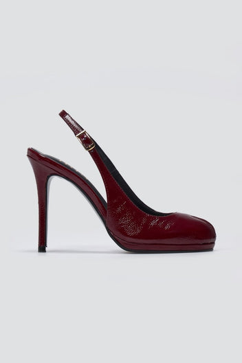 Peep Toe Slingback Heels IRIS - Bordeaux Patent - thefashionproject.gr - IRIS