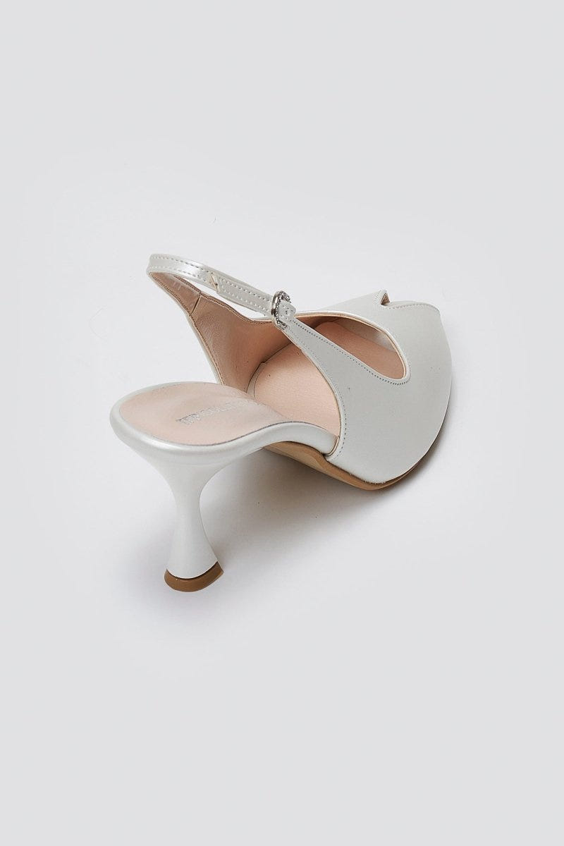 Peep Toe Slingback Pumps TFP - Pearl Metallic - thefashionproject.gr - TFP