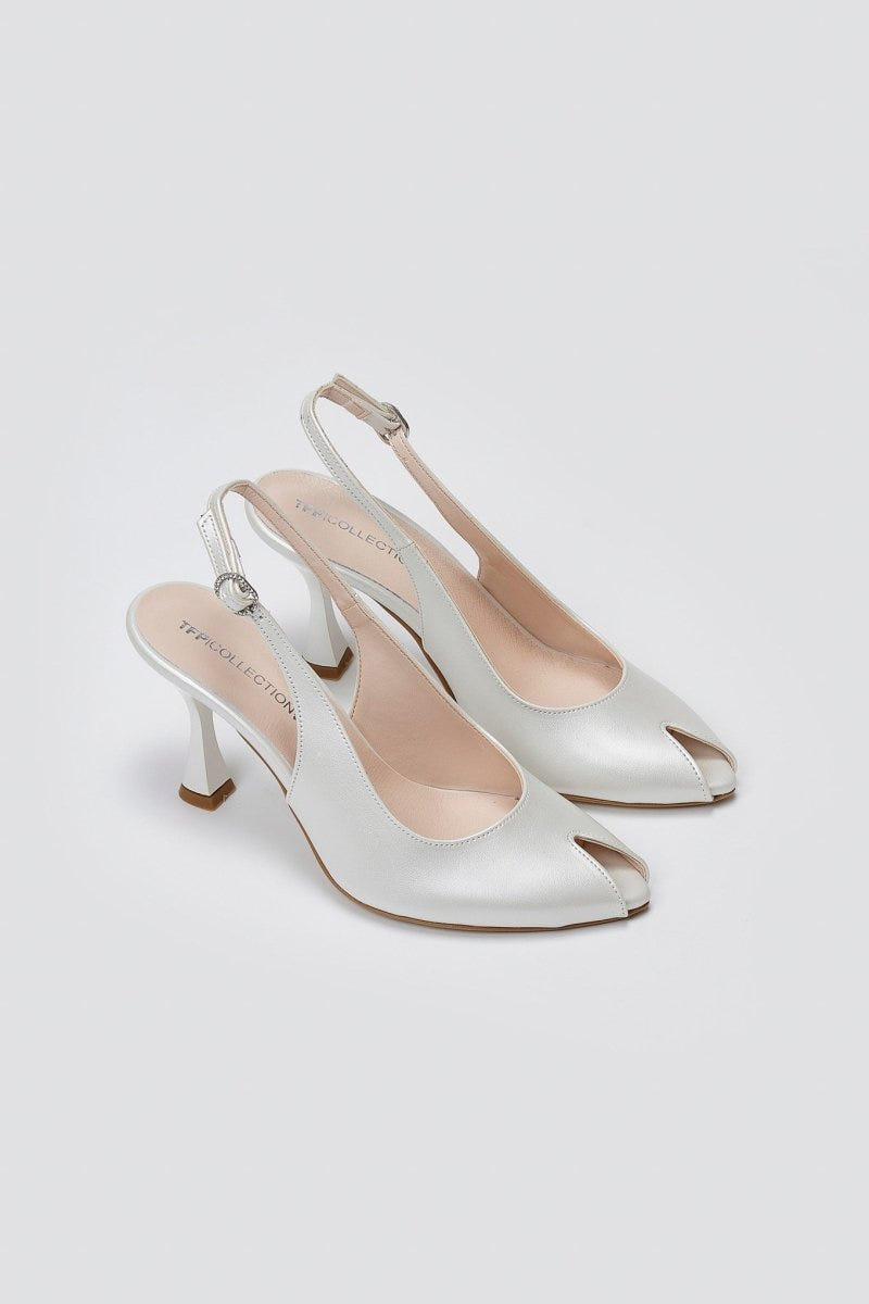 Peep Toe Slingback Pumps TFP - Pearl Metallic - thefashionproject.gr - TFP