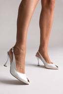 Peep Toe Slingback Pumps TFP - Pearl Metallic - thefashionproject.gr - TFP