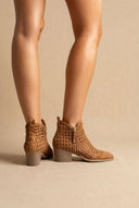 Xti Footwear - Perforated Ankle Boots Block Heel - Camel Suede