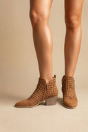 Xti Footwear - Perforated Ankle Boots Block Heel - Camel Suede