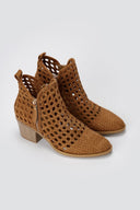 Xti Footwear - Perforated Ankle Boots Block Heel - Camel Suede