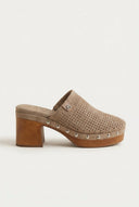CARMELA - Perforated Clogs Studded Sole - Taupe Matte