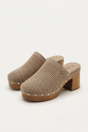 CARMELA - Perforated Clogs Studded Sole - Taupe Matte