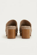 CARMELA - Perforated Clogs Studded Sole - Taupe Matte