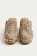 CARMELA - Perforated Clogs Studded Sole - Taupe Matte