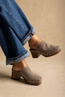CARMELA - Perforated Clogs Studded Sole - Taupe Matte