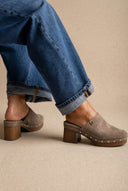 CARMELA - Perforated Clogs Studded Sole - Taupe Matte