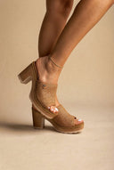 Refresh - Platform Block Heel Mules - Tan Matte