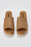 Refresh - Platform Block Heel Mules - Tan Matte