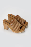 Refresh - Platform Block Heel Mules - Tan Matte