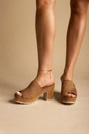 Refresh - Platform Block Heel Mules - Tan Matte