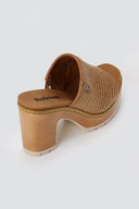 Refresh - Platform Block Heel Mules - Tan Matte