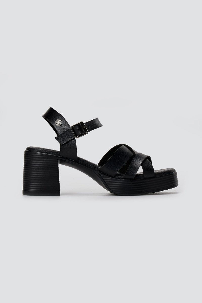 Refresh - Platform Block Heel Sandals - Black Matte