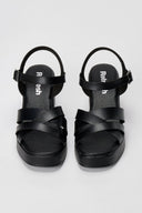 Refresh - Platform Block Heel Sandals - Black Matte
