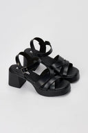Refresh - Platform Block Heel Sandals - Black Matte
