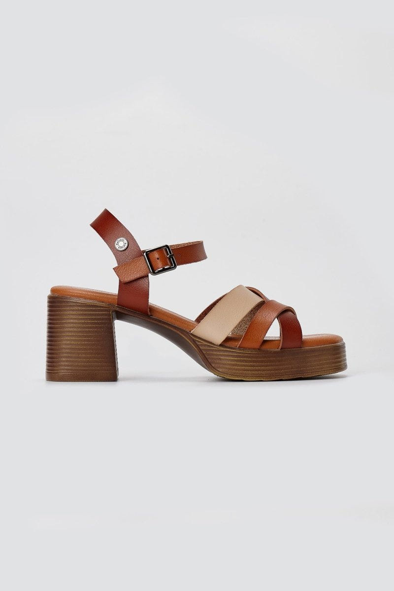 Refresh - Platform Block Heel Sandals - Tan Matte
