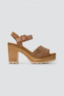 Refresh - Platform Block Heel Sandals - Tan Matte