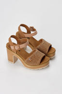 Refresh - Platform Block Heel Sandals - Tan Matte