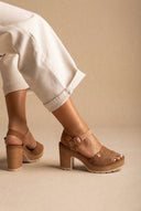 Refresh - Platform Block Heel Sandals - Tan Matte
