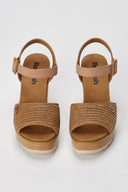 Refresh - Platform Block Heel Sandals - Tan Matte