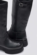 Platform Boots Block Heel - Black Matte - thefashionproject.gr - Stephan