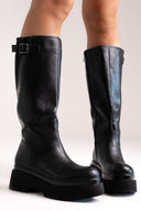 Platform Boots Block Heel - Black Matte - thefashionproject.gr - Stephan
