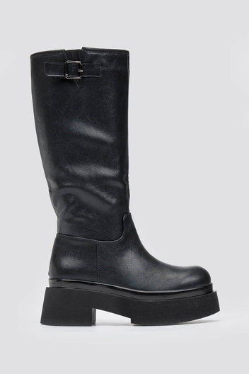 Platform Boots Block Heel - Black Matte - thefashionproject.gr - Stephan