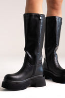 Platform Boots Block Heel - Black Matte - thefashionproject.gr - Stephan