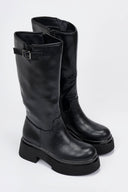 Platform Boots Block Heel - Black Matte - thefashionproject.gr - Stephan