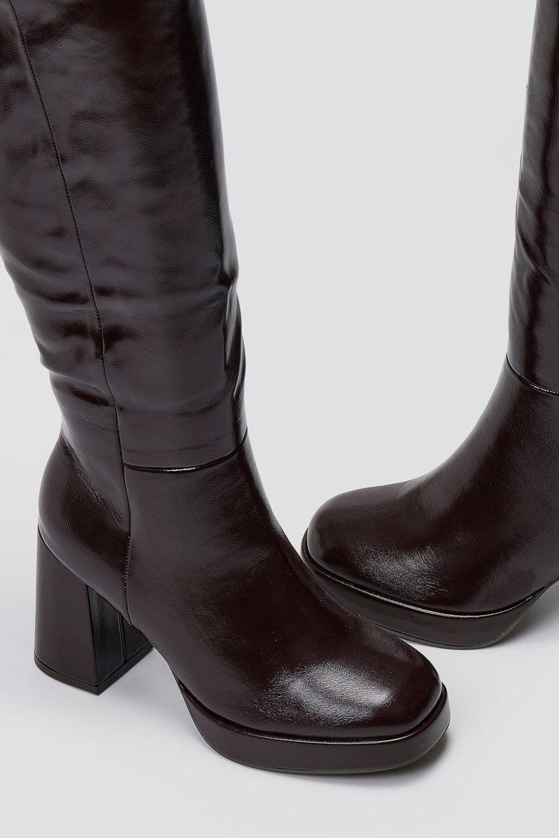 Platform Boots ERYNN - Brown Crinkled Patent - thefashionproject.gr - ERYNN