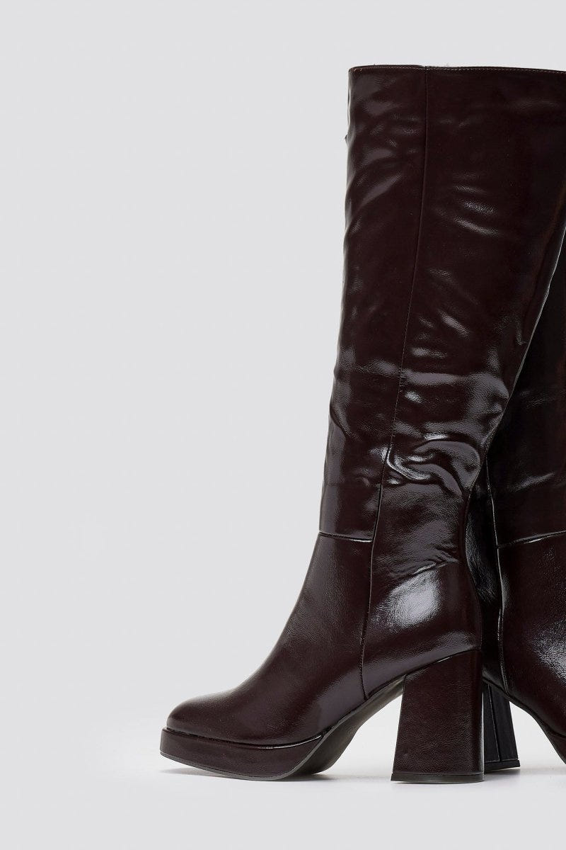 Platform Boots ERYNN - Brown Crinkled Patent - thefashionproject.gr - ERYNN