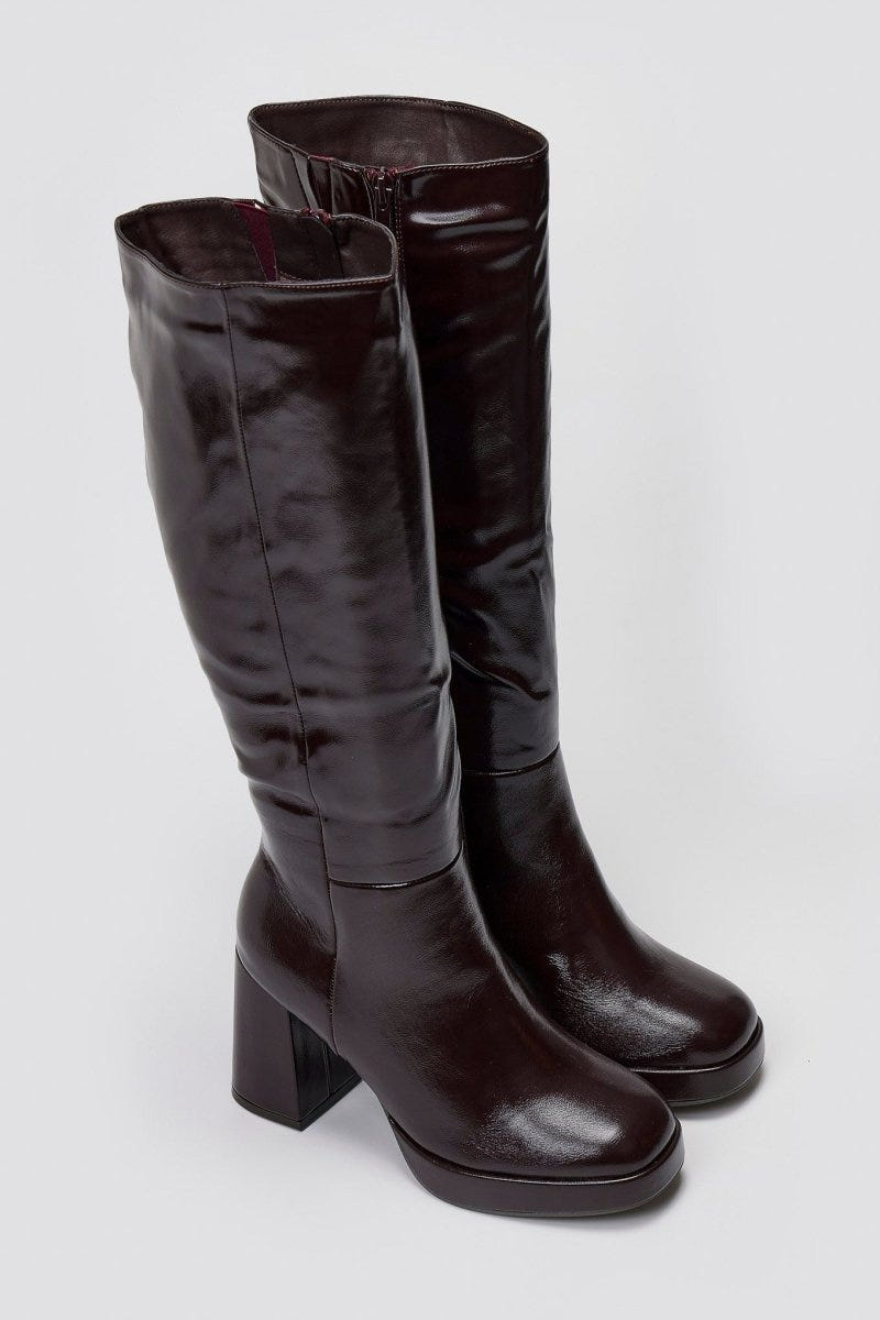 Platform Boots ERYNN - Brown Crinkled Patent - thefashionproject.gr - ERYNN