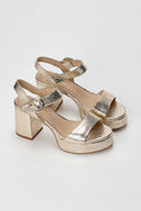CORINA - Platform Heeled Sandals Snake Print - Gold