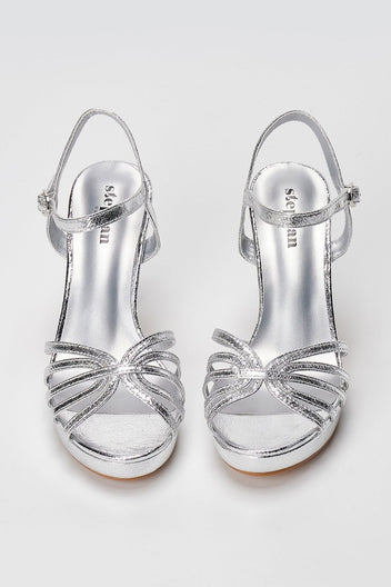 Stephan - Platform High Heel Sandals - Silver Metallic