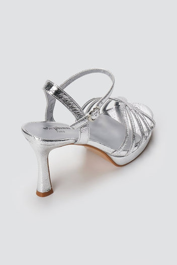 Stephan - Platform High Heel Sandals - Silver Metallic