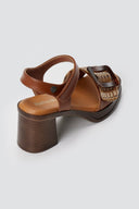 Refresh - Platform Low Heel Sandals Buckle - Tan Matte