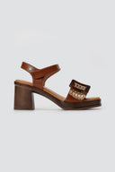 Refresh - Platform Low Heel Sandals Buckle - Tan Matte