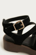 ERYNN - Platform Sandals Ankle Strap - Black Suede