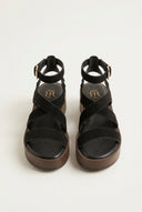 ERYNN - Platform Sandals Ankle Strap - Black Suede