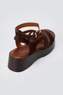 ERYNN - Platform Sandals Ankle Strap - Brown Suede