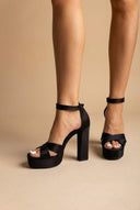 TFP - Platform Sandals - Black Satin